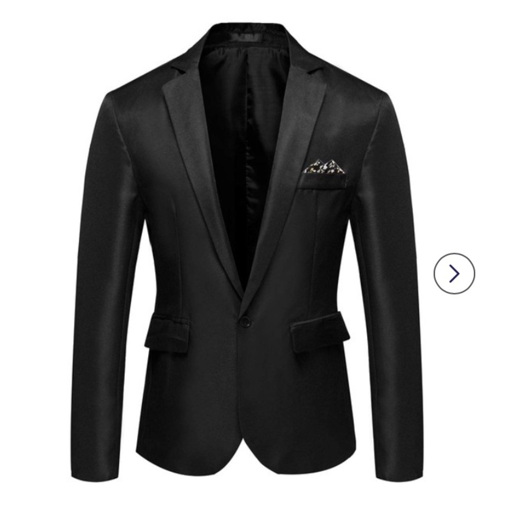 NWT why FFUSHI man’s black casual lightweight suit one button slim fit size M